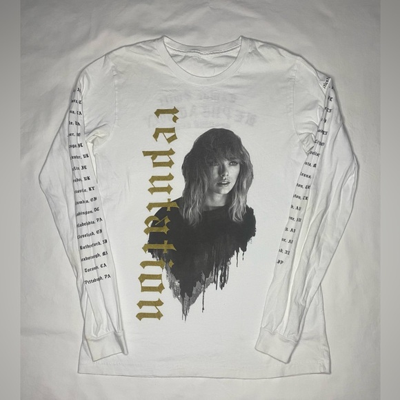 Taylor Swift Reputation Stadium Tour Cotton T Shirt 2018 Long Sleeve White S - Picture 1 of 4